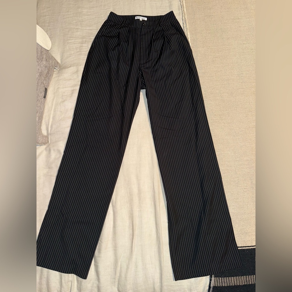 Reformation Charcoal white stripe trousers